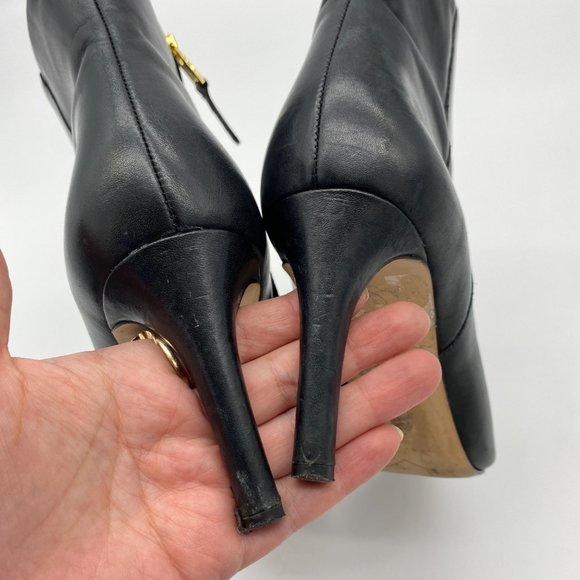Sam Edelman Karen Black Leather Pointed Boots 7 - Picture 6 of 8